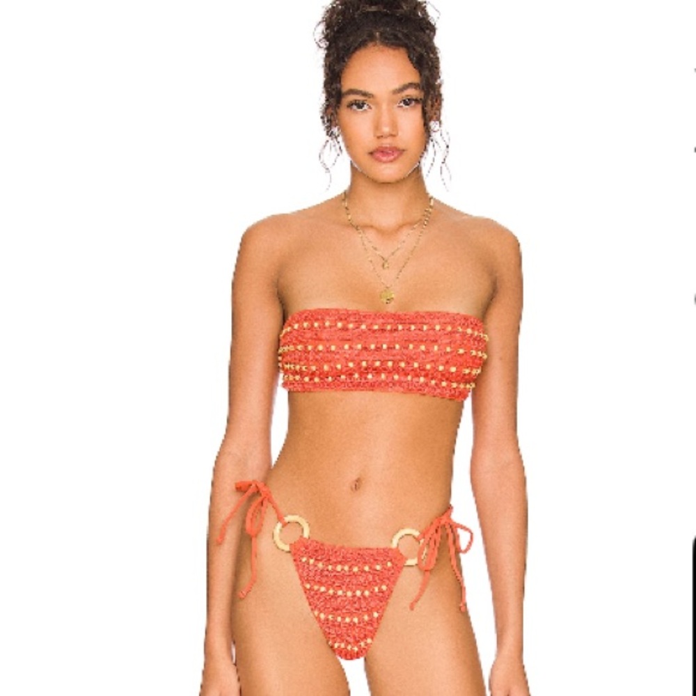 Orange Bandeau Bikini Set